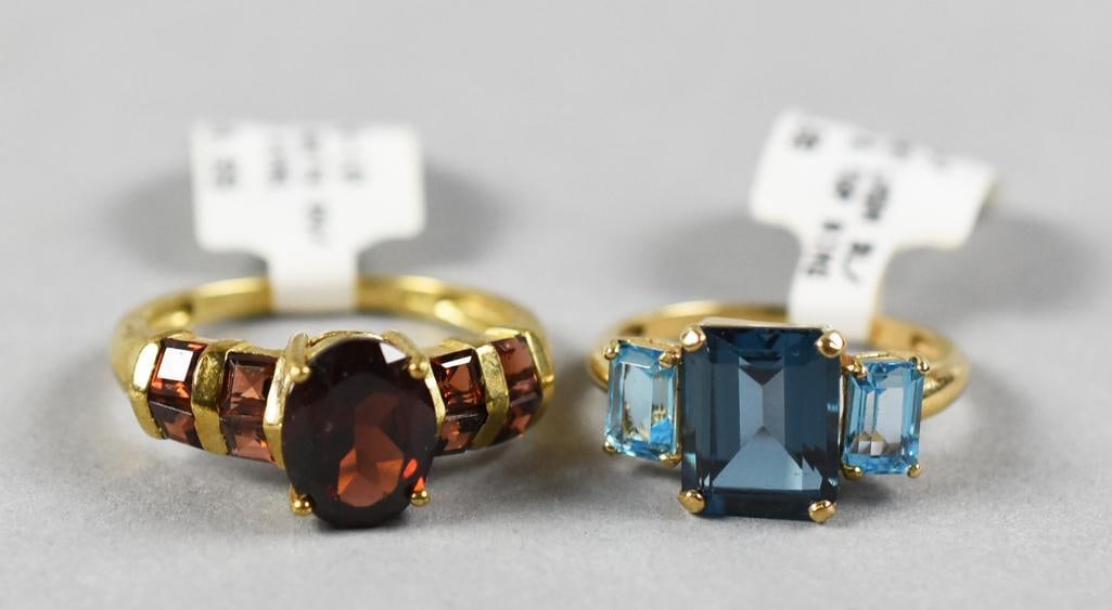 10K Gold Bl. Topaz & Garnet Stone Rings (1 of 7)