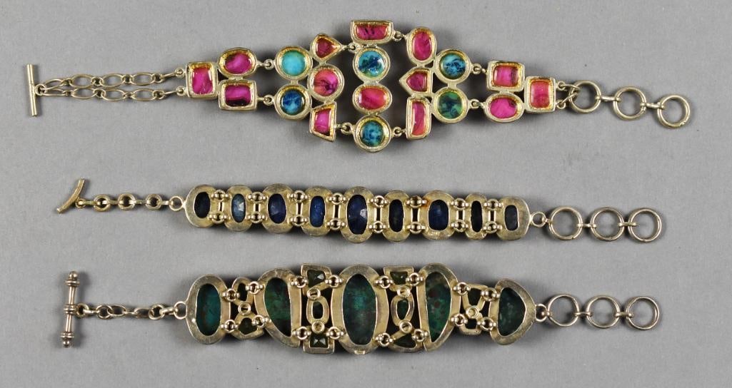 Sterling Silver Turquoise, Sodalite Statement Bracelets - 2