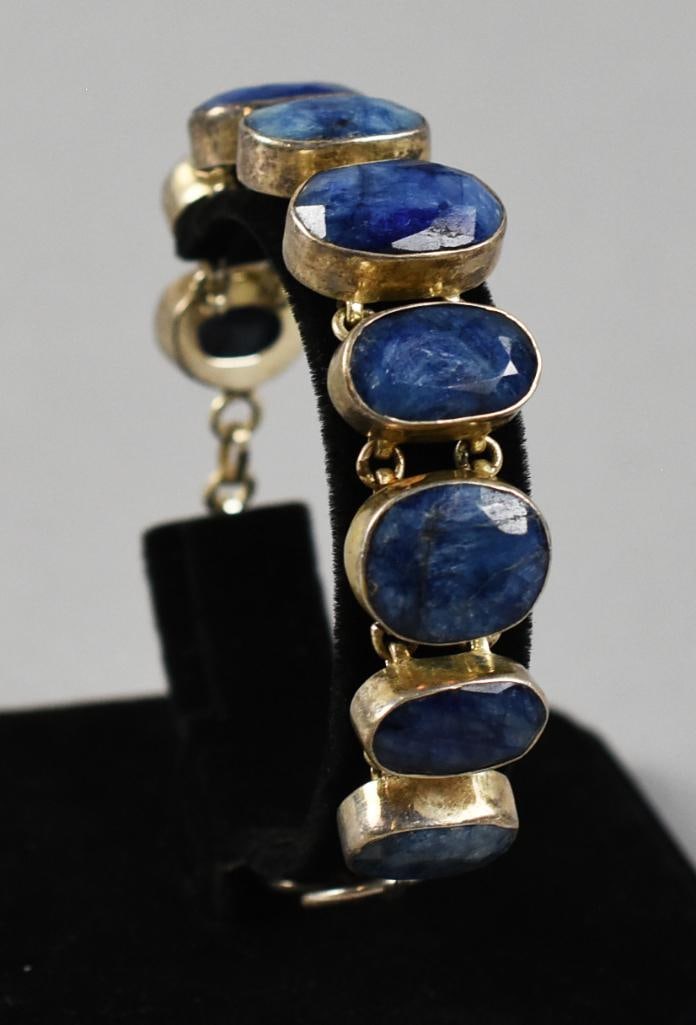 Sterling Silver Turquoise, Sodalite Statement Bracelets - 4