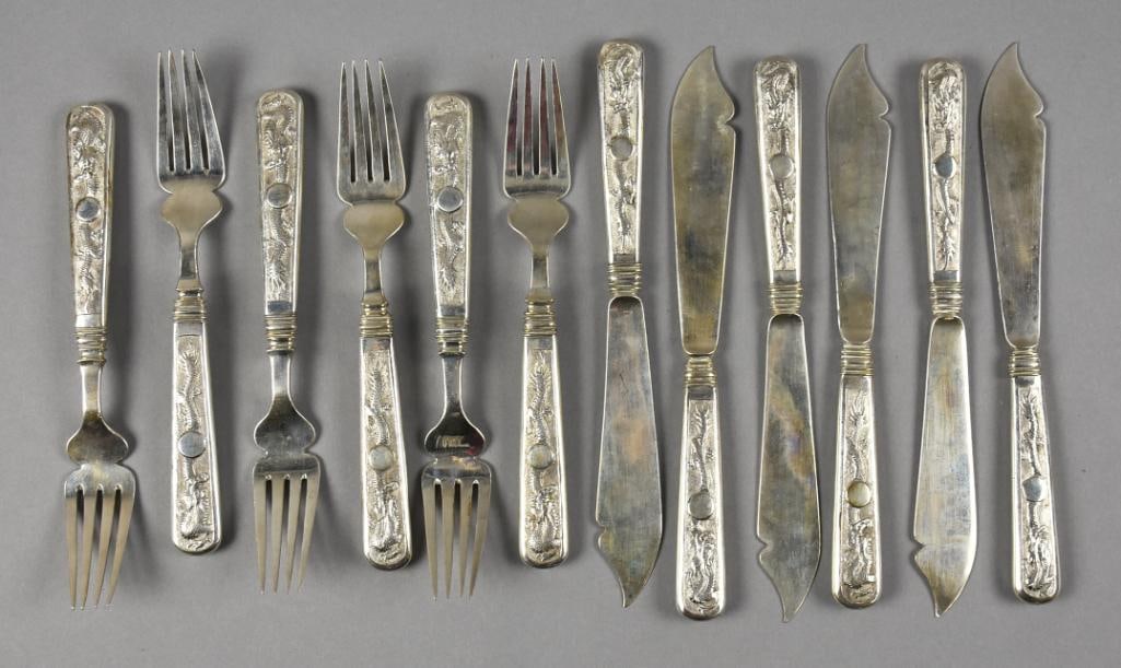 Antique Japanese Export Silver Plate Forks and Knives (1 of 8)