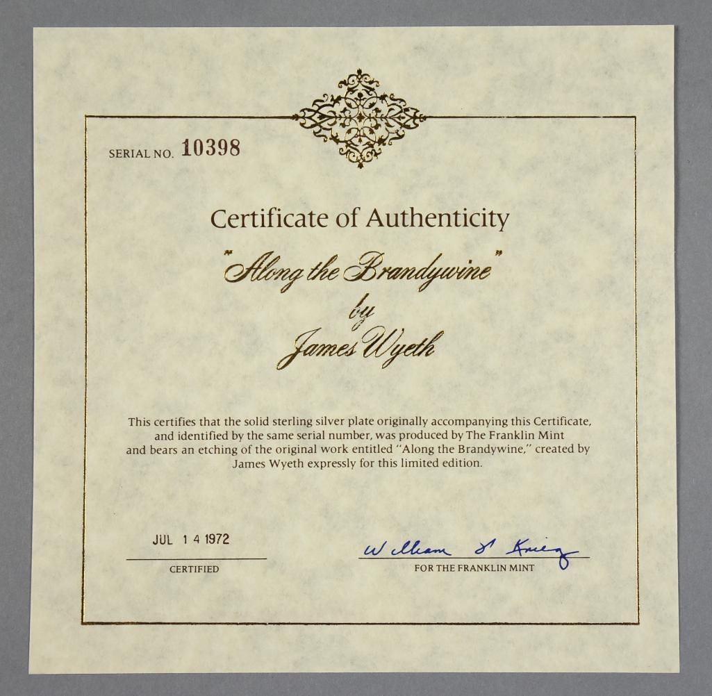 Franklin Mint Solid Sterling Along the Brandywine Plate - 5