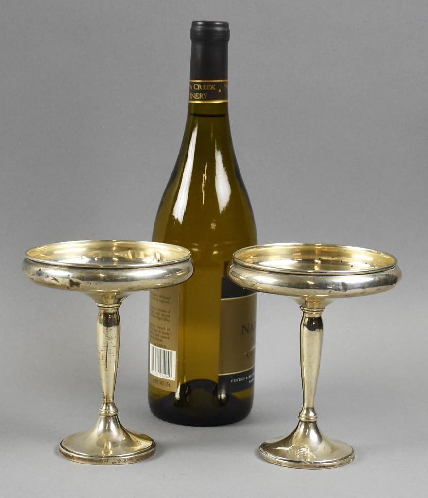 Pair Sterling Silver Compotes, Weighted Vintage - 6