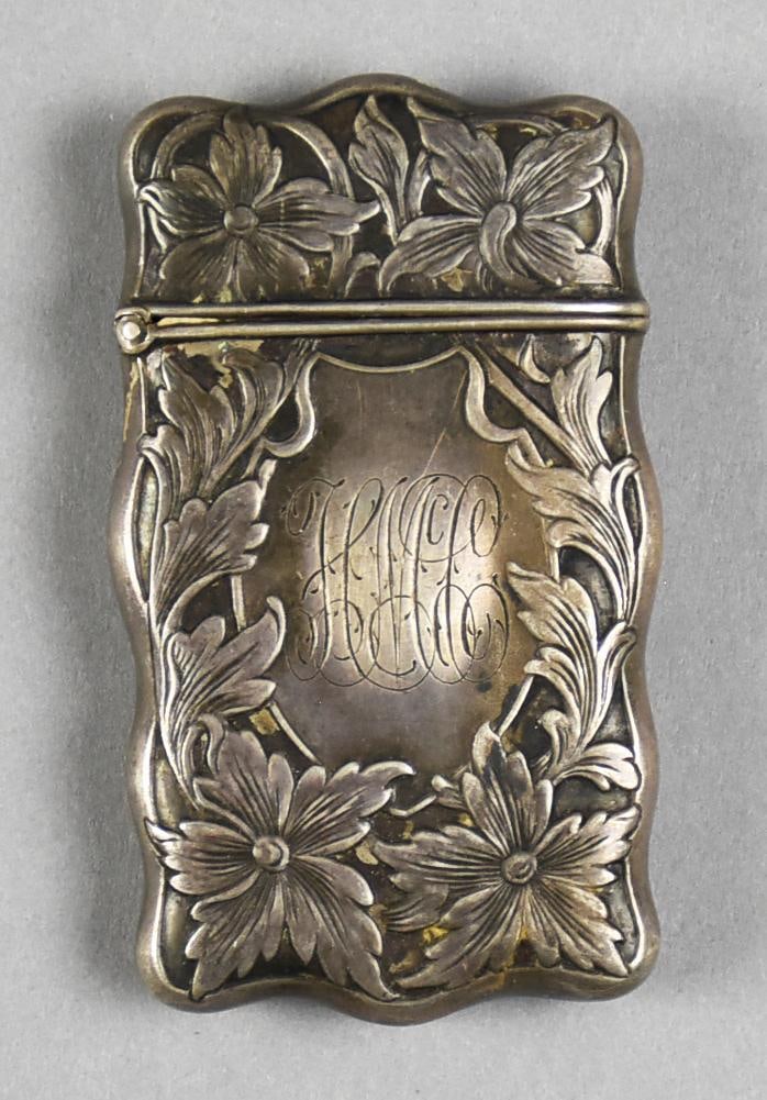 Victorian Silver Vesta Case w/ Monograms: Beautiful Victorian silver vesta case with monograms