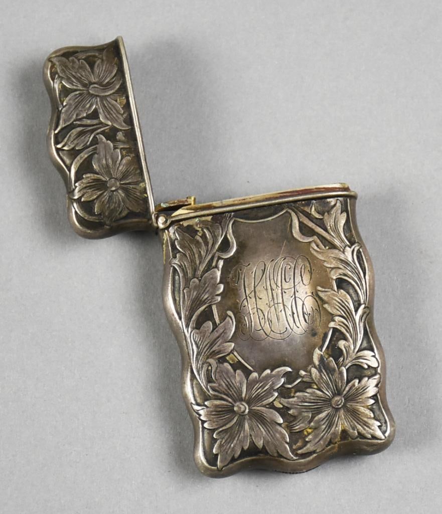 Victorian Silver Vesta Case w/ Monograms - 3