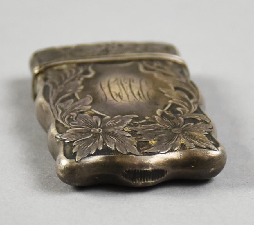 Victorian Silver Vesta Case w/ Monograms - 4