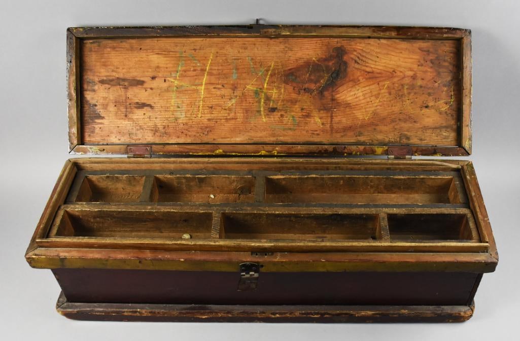 Antique Primitive Solid Wood Tool Chest - 2