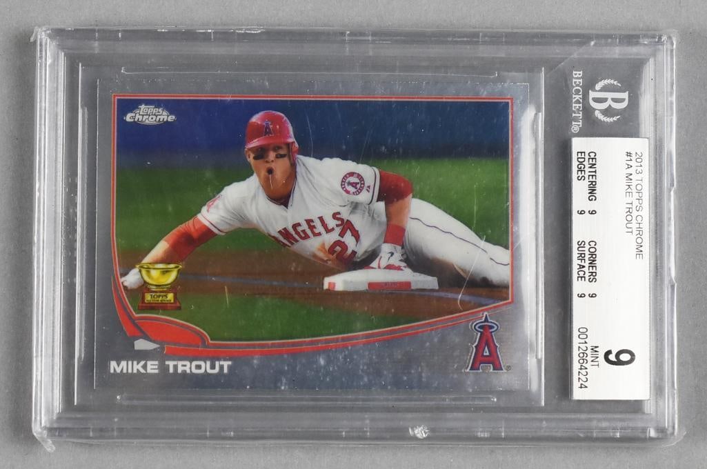2013 Topps Chrome Mike Trout Sliding Beckett Graded Mint 9: Lot is for a Topps Chrome Mike Trout sliding graded card.?