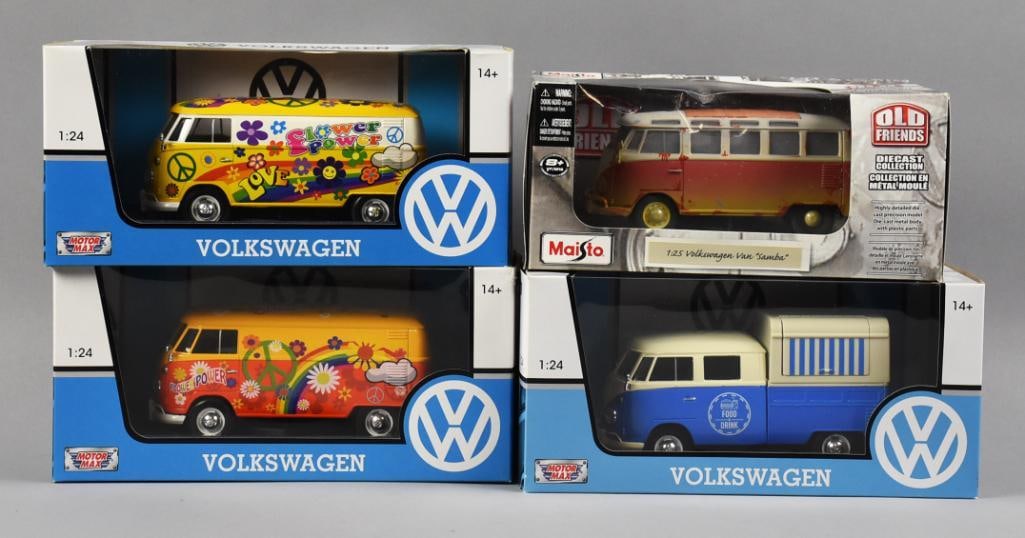 (4) 2000s Motor Max & Maisto VW Buses, 1:24 & 1:25 MIB NOS: Coming soon?...
