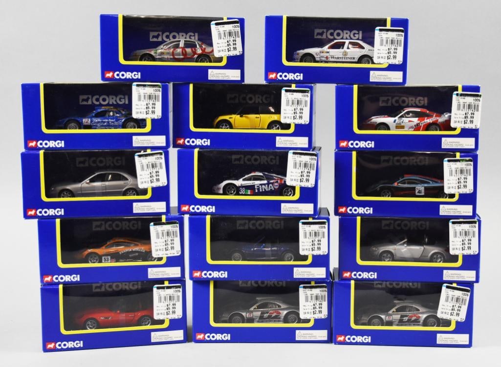 (14) 2003 Corgi Die Cast Cars 1:43 Scale-MIB-NOS: Lot is 14 2003 Corgi Die Cast Cars 1:43 Scale-MIB-NOS. Includes Mercedes, Audi, BMW and more. Single owner collection from the largest toy collector on the West Coast.