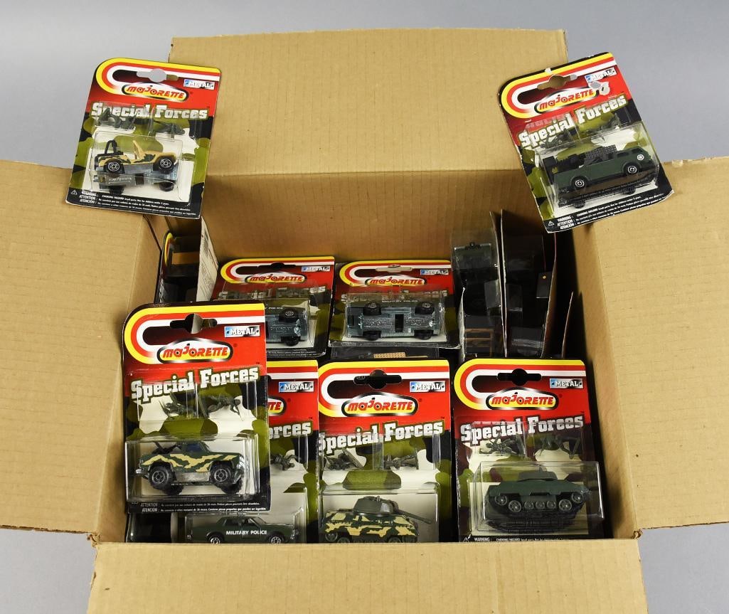 (33) 1990s Majorette Special Forces Cars Diecast MOC NOS: Lot is 33 unsorted 1990s Special Forces diecast cars from Majorette. Single owner collection from the largest toy collector on the West Coast.