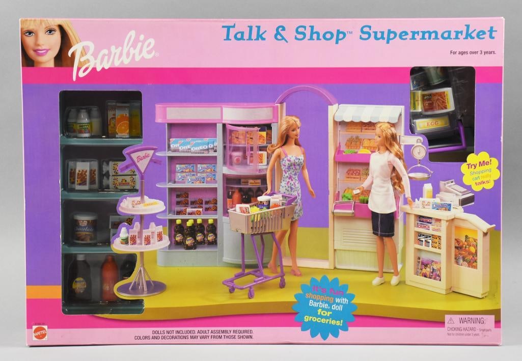 2000 Mattel Barbie Talk & Shop Supermarket NRFB NOS: Great Barbie Talk & Shop Supermarket from 2000. Dolls not included.