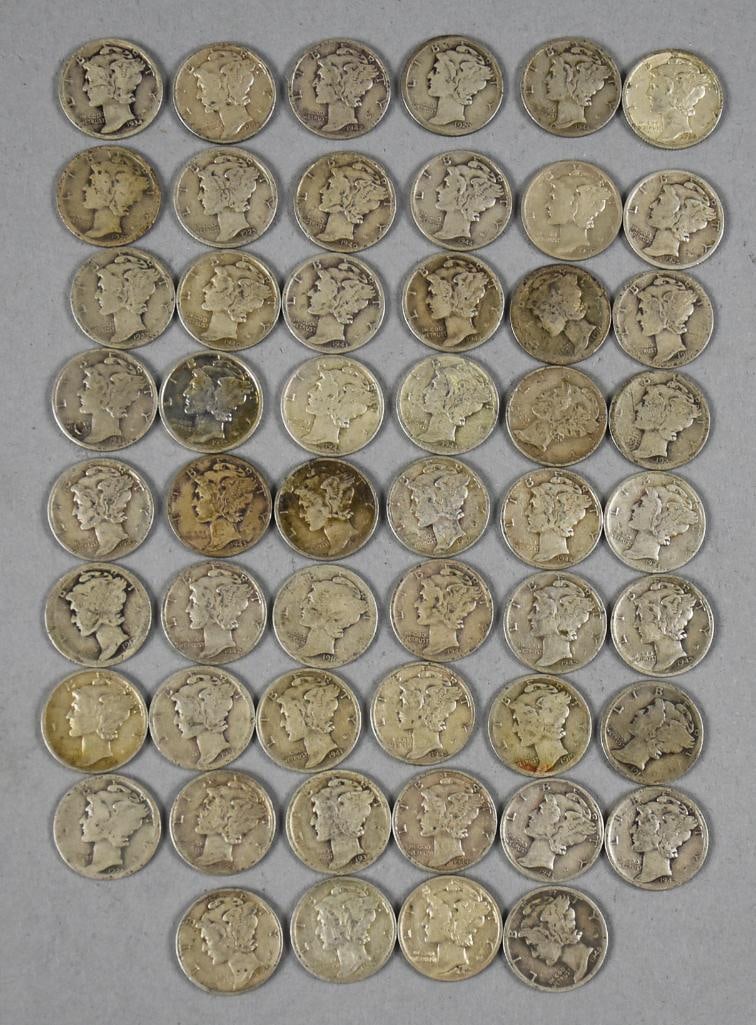 1920s-1940s Silver Mercury Dimes Unchecked F to VF (1 of 6)