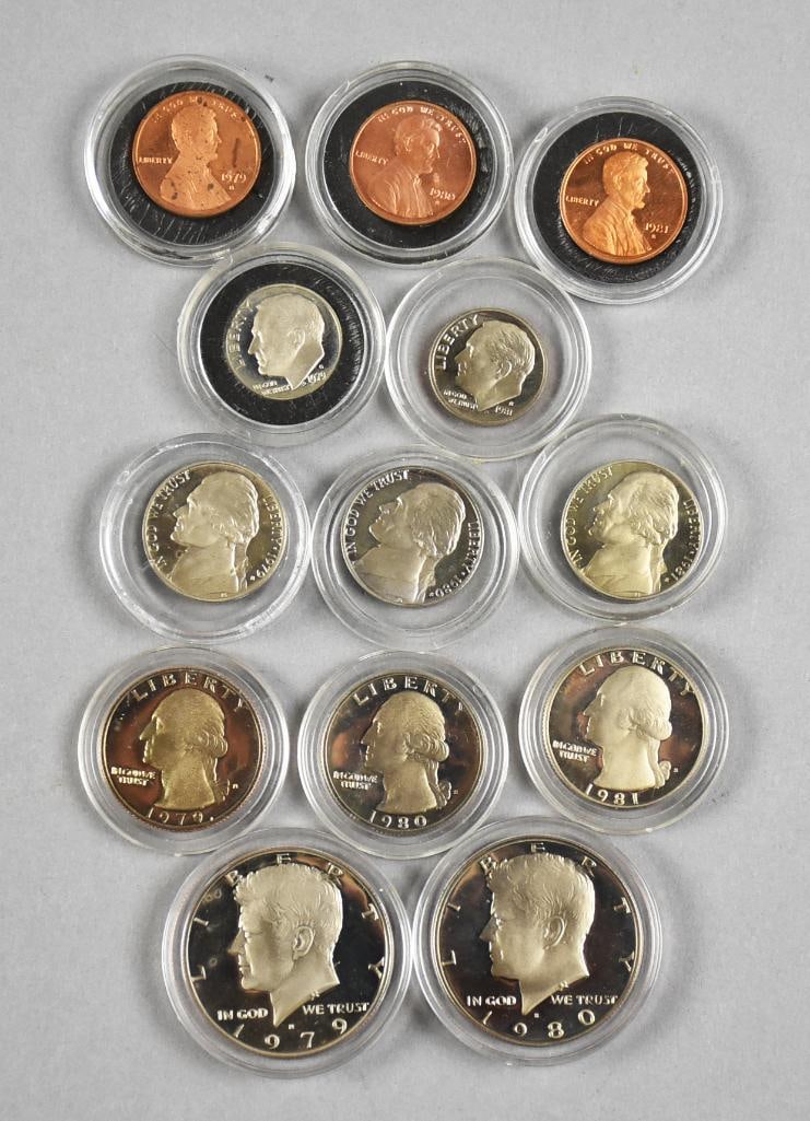 1979-1981 US Mint Proof Sets: Lot is for three sets from 1979 through 1981. All pieces are in individual plastic cases.?