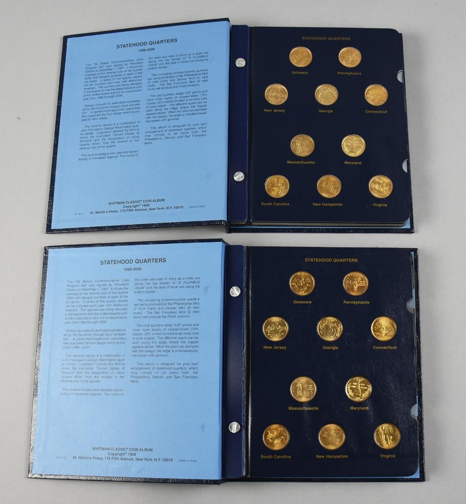 1998-2008 Whitman Classics Gold Tone Statehood Quarters: Great lot of two books of Whitman Classics Statehood Quarters. all are gold tone.
