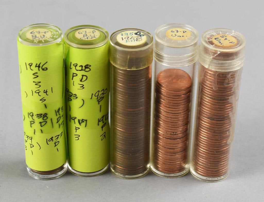 Five Various Years Penny Roll Tubes, Unchecked (1 of 6)