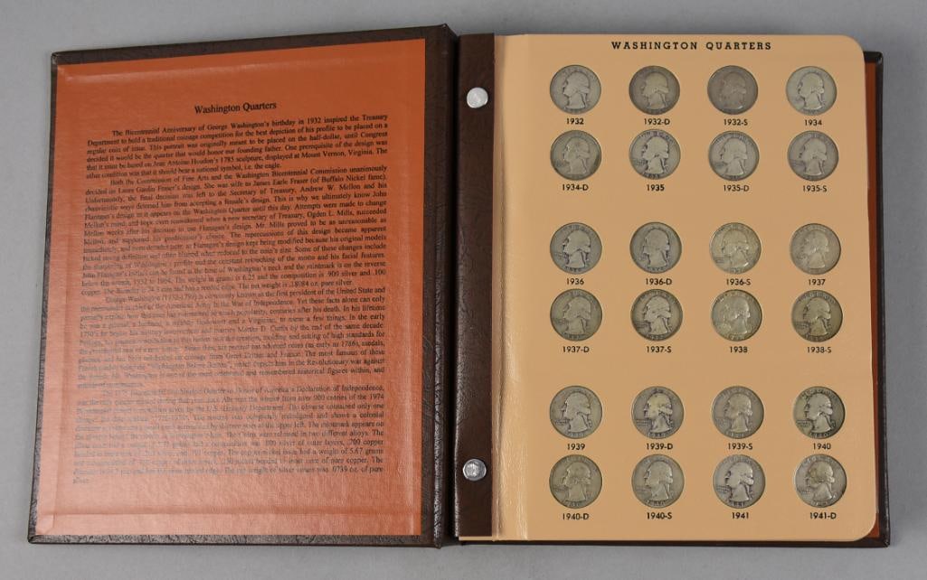 Dansco Corp Kennedy Half Dollars 1932 - 1998 Full Book: This book is full and includes key dates 1932, D and S mint marks, silver proofs and added state quarters. 90% silver quarters 1932 to 1964D. Total of 192 coins.