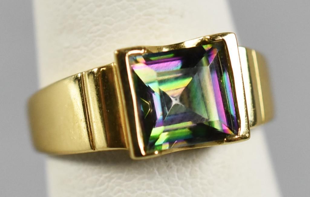 14K Yellow Gold, Mystic Topaz Ring, Signed (1 of 8)