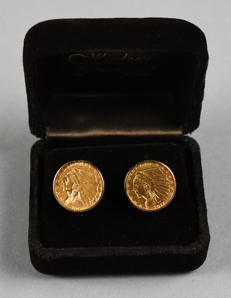 $2.5 Indian Head 14k Gold Cuff Links (1 of 6)