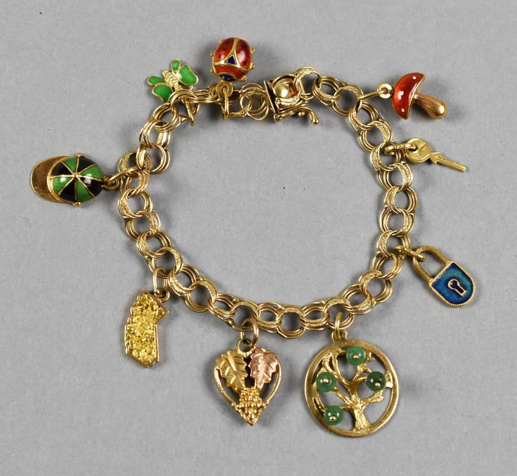 Vintage 14K Gold Charm Bracelet Incl 10K Charms (1 of 5)