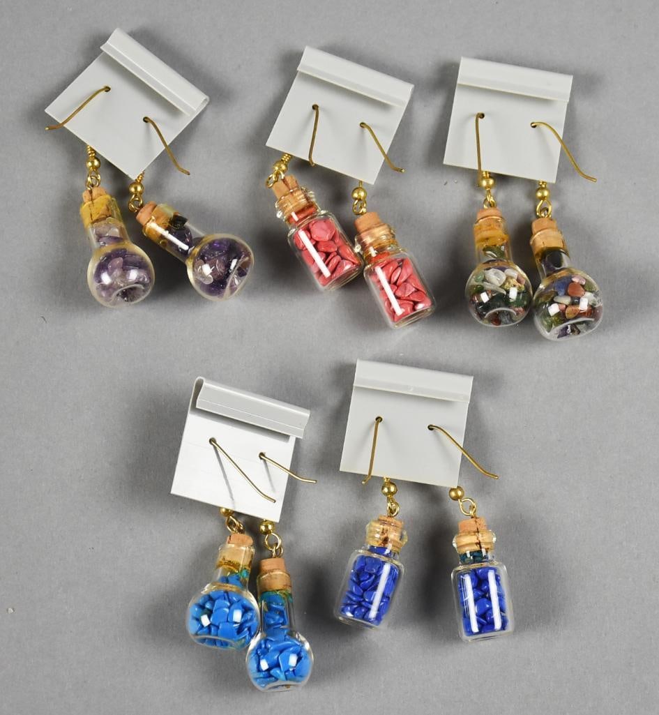 Assorted Magic Potion Gemstone Filled Vial Earrings - 2