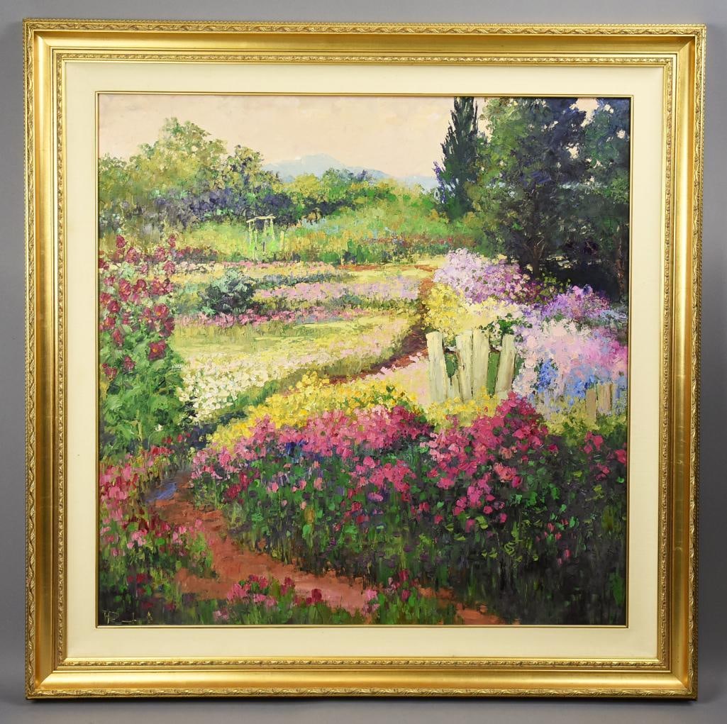 Hans Ressdorf (1918-2011) Garden with Fence Oil on Canvas (1 of 6)