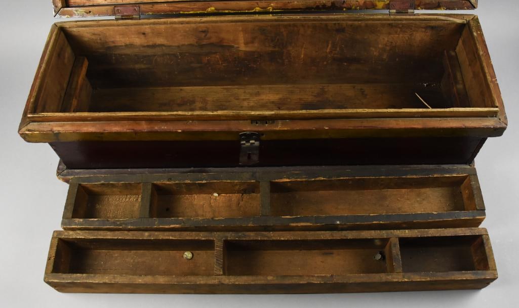 Antique Primitive Solid Wood Tool Chest - 3