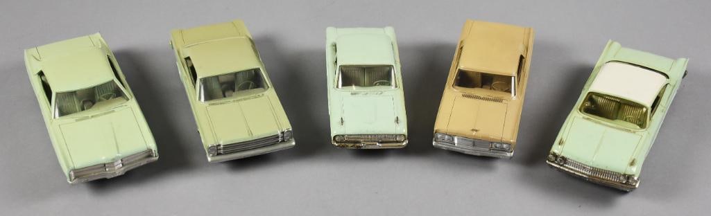 5 1960s Ford Dealer Promo Cars: These great cars are promotional for Ford Dealers. All 5 of the cars are from the 1960s. The chassis?have all the great specs of the cars. Each measure approx. 3" x 8".?