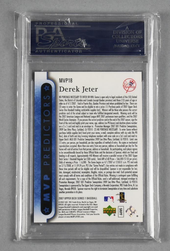 2007 Upper Deck Derek Jeter Predictors PSA Mint 9 - 2