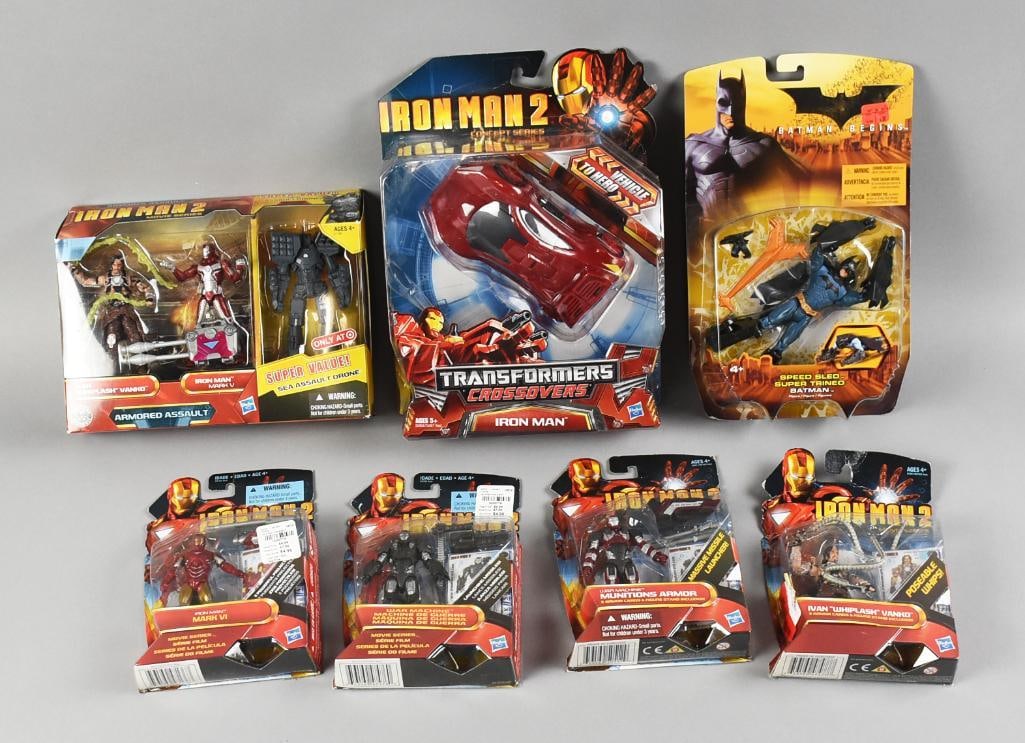 (7) 2000s Hasbro Iron Man 2, Batman Action Figures MIP NOS (1 of 2)