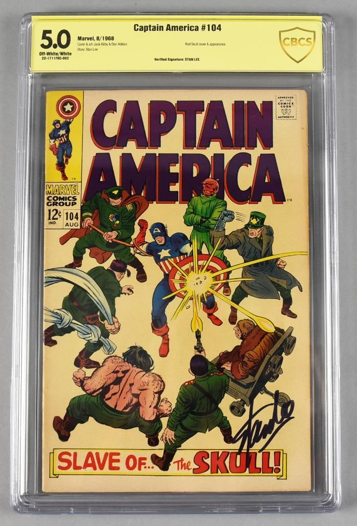 Stan Lee Signed 1968 Captain America #104 CBCS 5.0 (1 of 3)