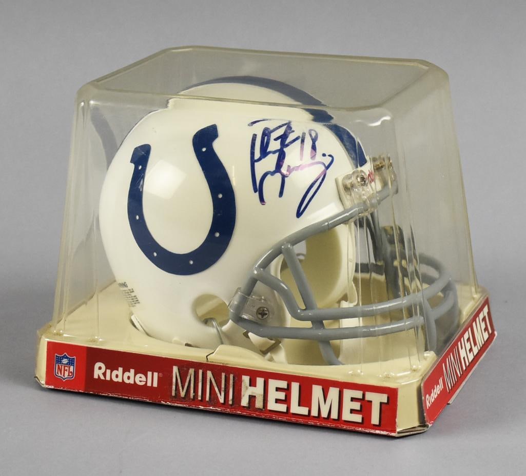 Peyton Manning Signed Colts Mini Helmet, Hologram Sticker (1 of 6)