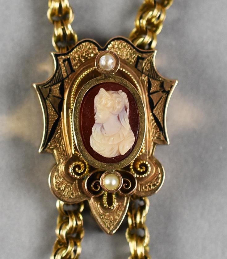 Victorian 10K Gold Filled Watch Chain & Slide (1 of 9)