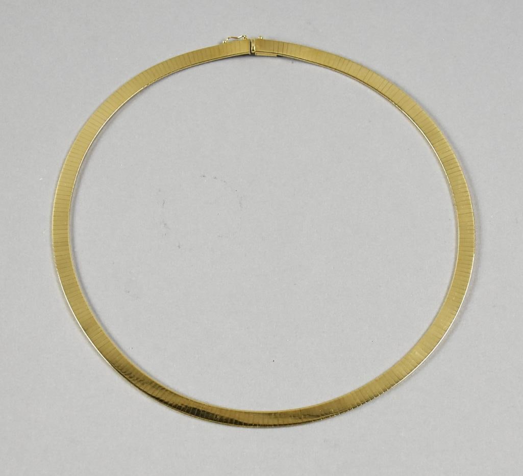 Italian 14K Yellow Gold Omega Chain Necklace w/ Box - 2