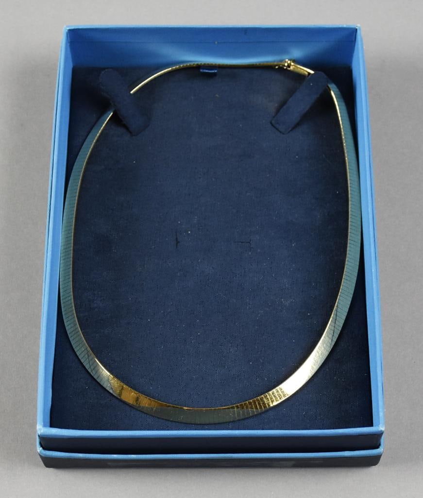 Italian 14K Yellow Gold Omega Chain Necklace w/ Box - 3
