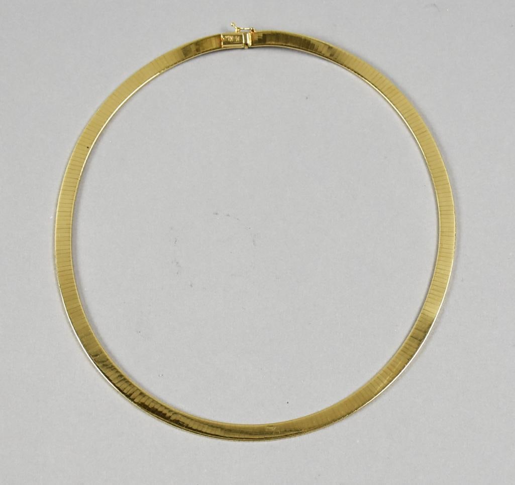 Italian 14K Yellow Gold Omega Chain Necklace w/ Box - 8