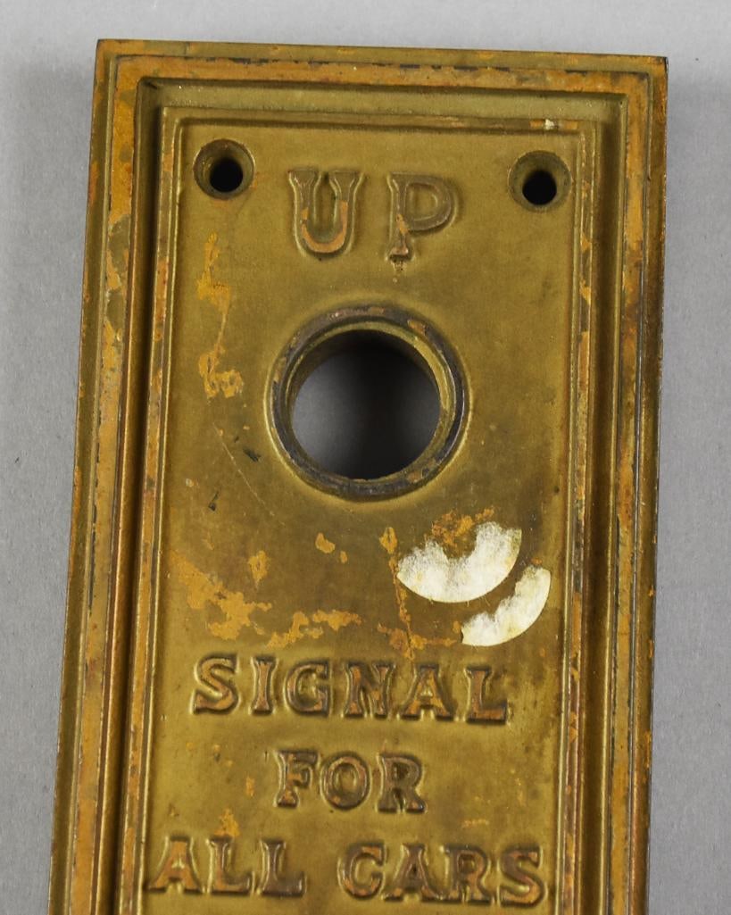 c1930 Art Deco Otis Up Down Cast Bronze Elevator Plate - 4