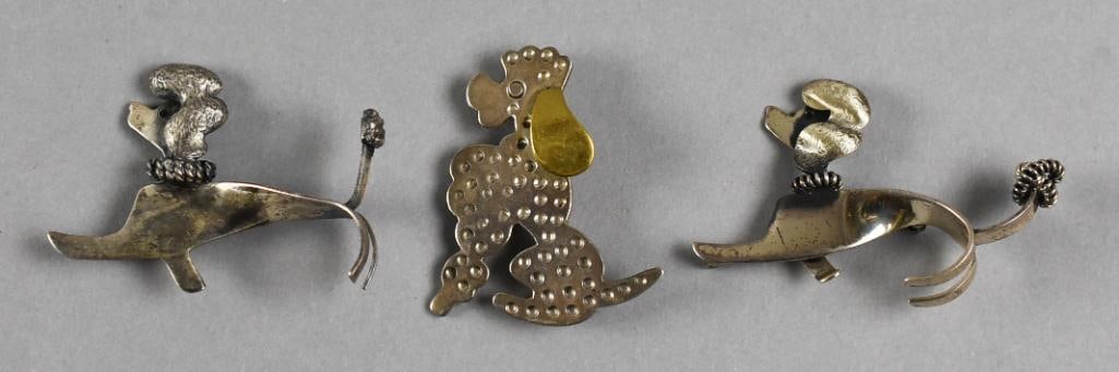 Vintage Sterling Silver & Silvertone Dog Brooches (1 of 5)