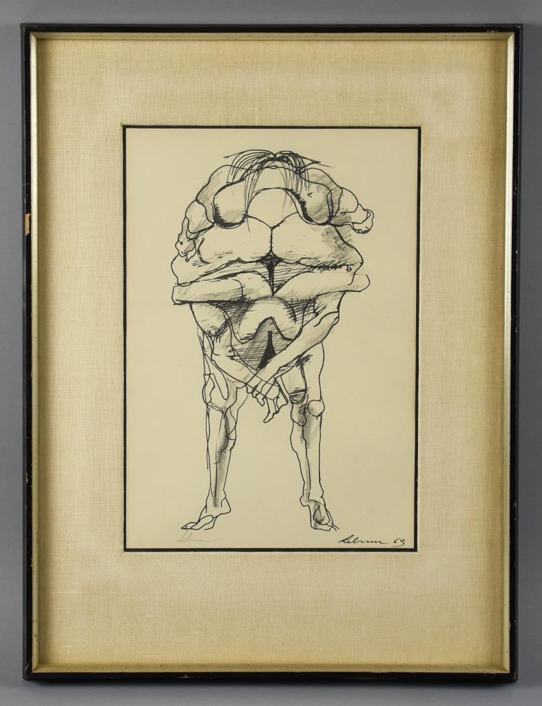 Rico LeBrun (1900-1964) Dante's Inferno Pencil Signed Gravure: This cool piece is from Italian/American artist Rico LeBrun. It is part of a series "Drawings for Dante's Inferno" printed by The Meriden Gravure Company. It is pencil signed on lower left below foot 