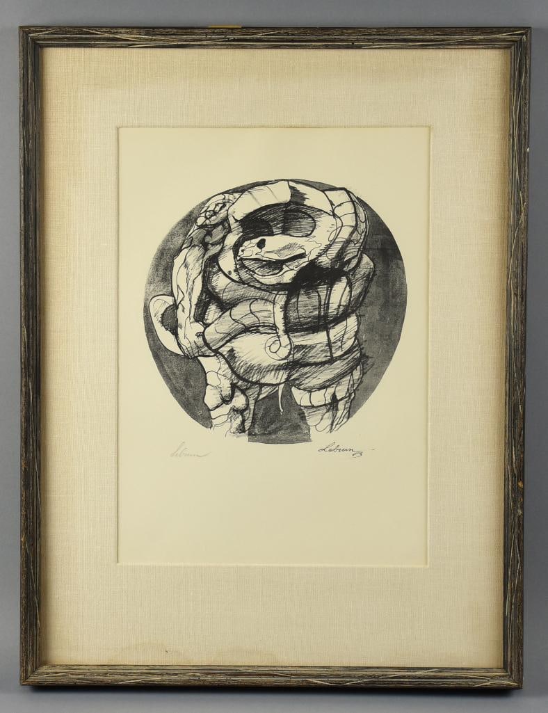Rico LeBrun (1900-1964) Dante's Inferno Pencil Signed Gravure: This awesome art piece is from Italian/American artist Rico LeBrun. It is part of a series "Drawings for Dante's Inferno" printed by The Meriden Gravure Company. The title is believed to be "Figure an
