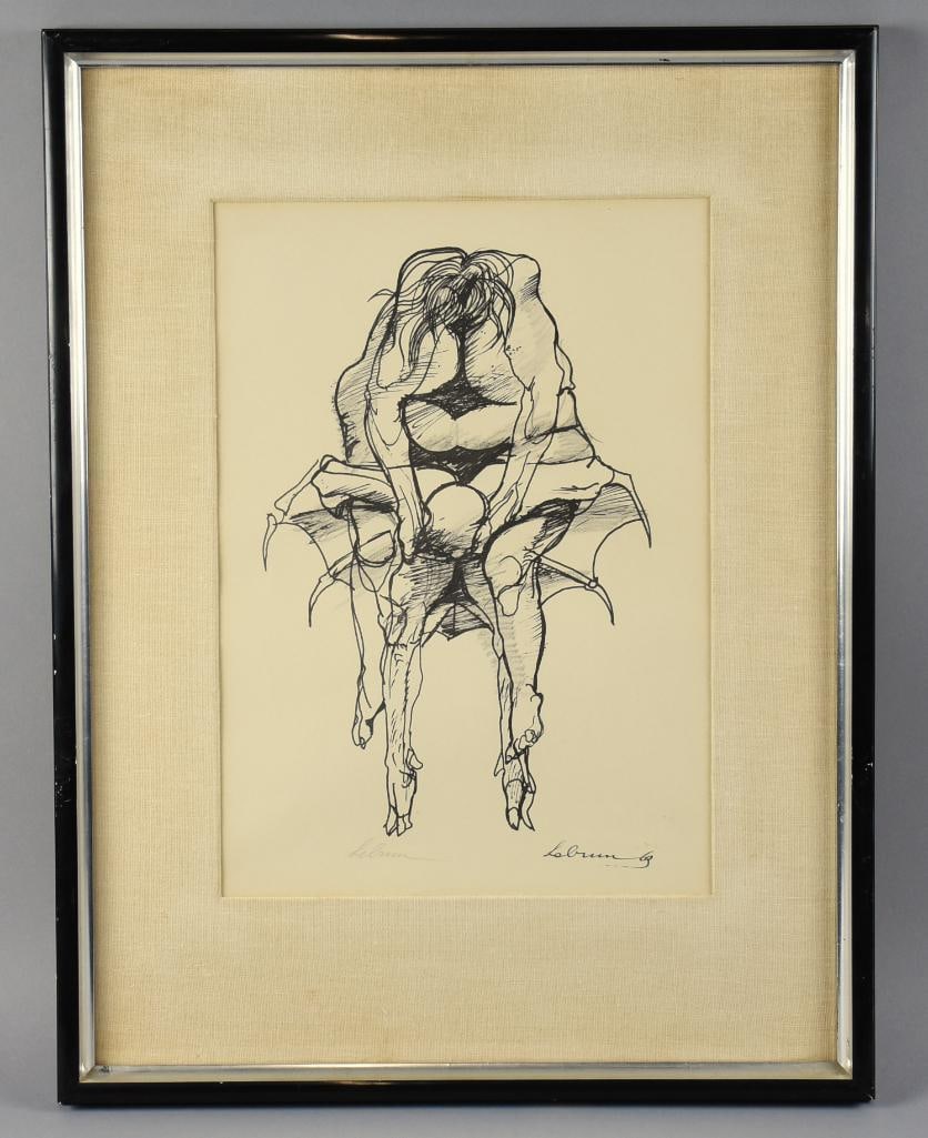 Rico LeBrun (1900-1964) Dante's Inferno Pencil Signed Gravure: This awesome art piece is from Italian/American artist Rico LeBrun. It is part of a series "Drawings for Dante's Inferno" printed by The Meriden Gravure Company. The title is believed to be "Inferno S
