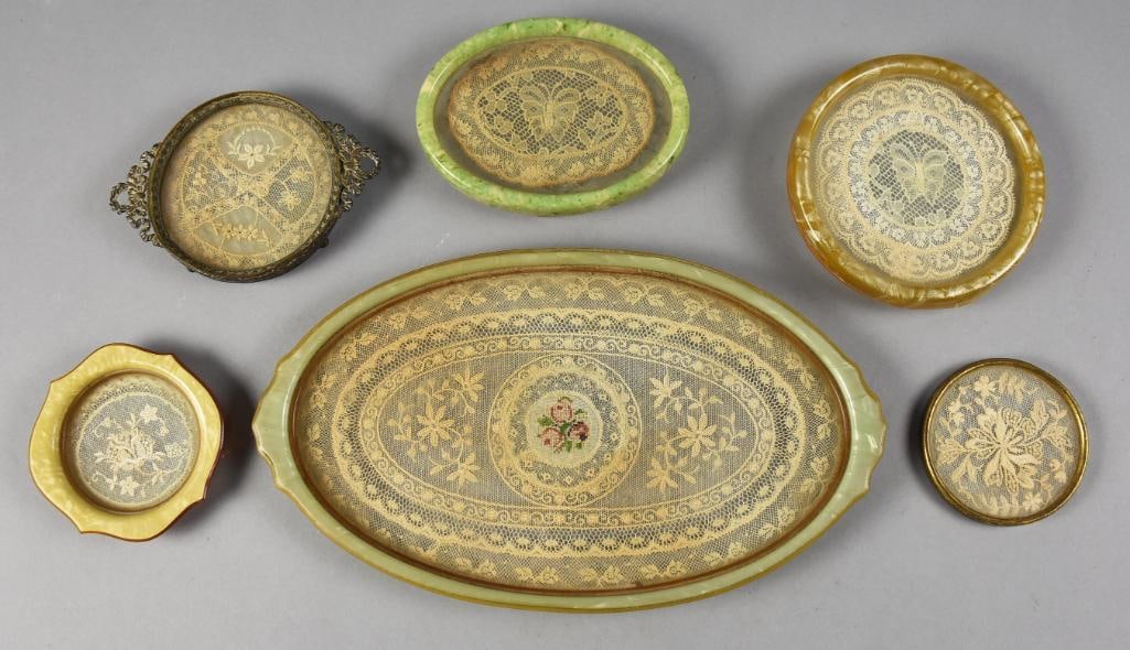 Antique/Vintage Hand Tatted Lace Coasters & Trays (1 of 8)
