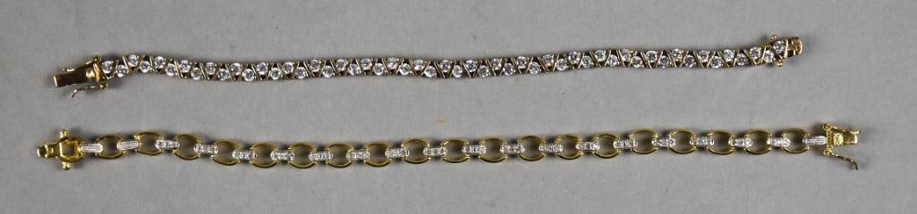 Sterling Silver Vermeil Bracelets, Diamonds and Zirconia (1 of 7)