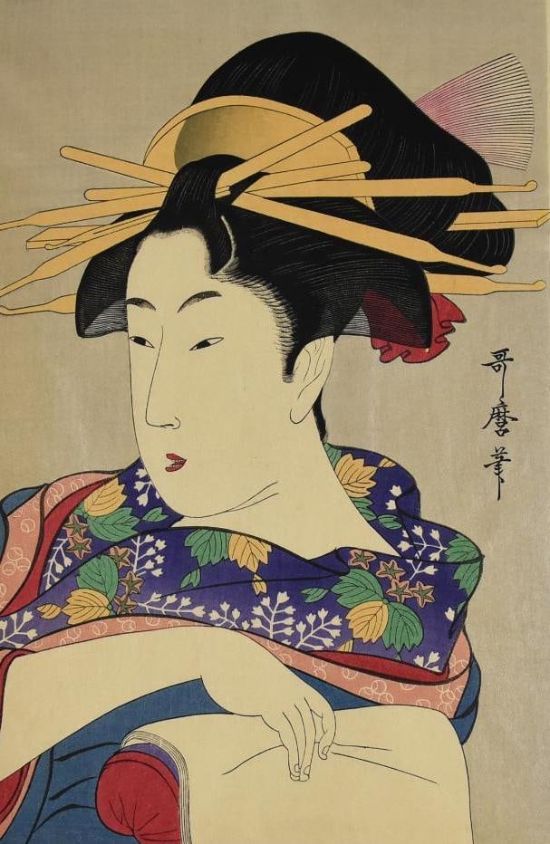 Kitagawa Utamaro (1753-1806) Japanese Woodblock Print (1 of 6)
