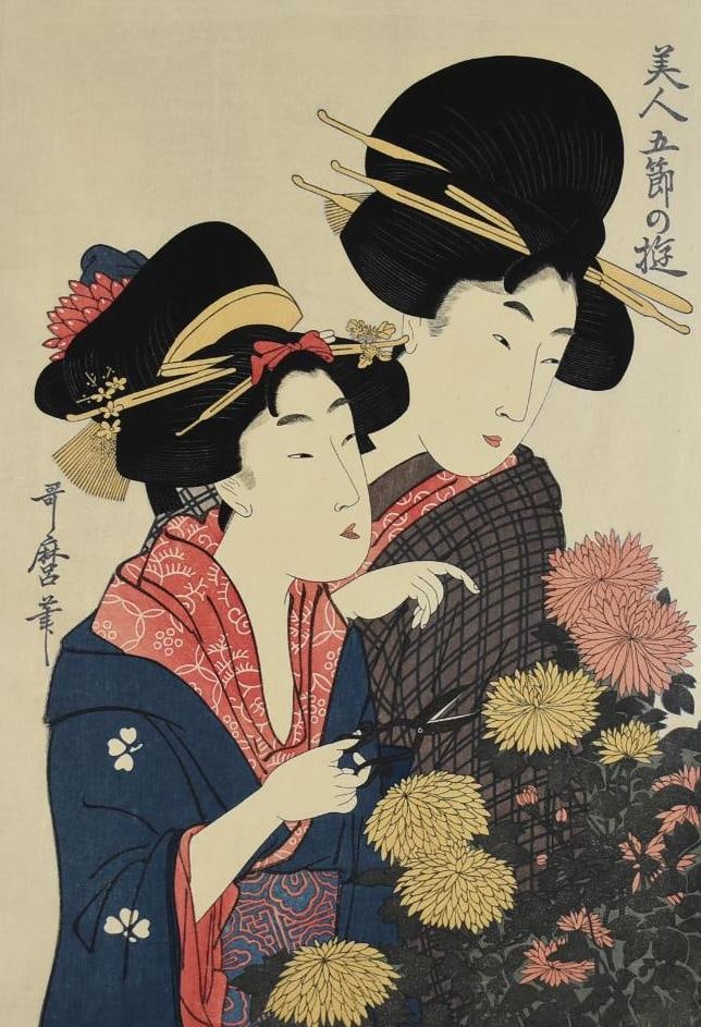 Kitagawa Utamaro (1753-1806) Japanese Woodblock Print (1 of 6)