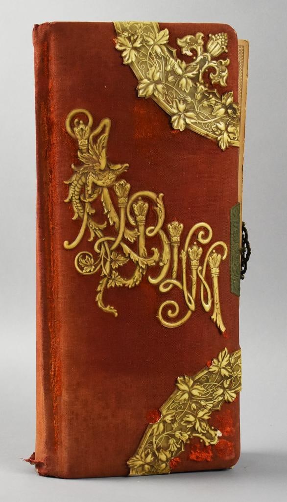 Victorian Photo Album, Burnt Orange Velvet, Celluloid (1 of 12)