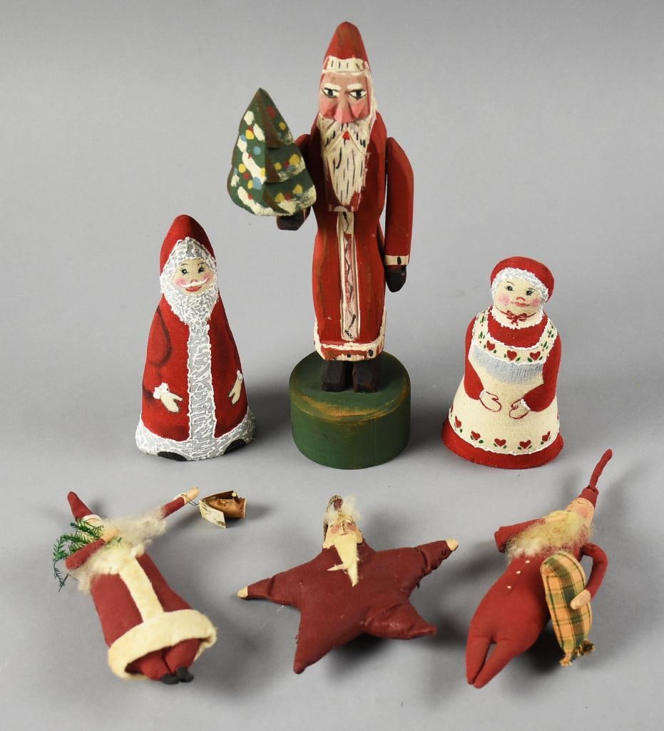 Vintage Assorted Folk Art Santa Decorations (1 of 4)
