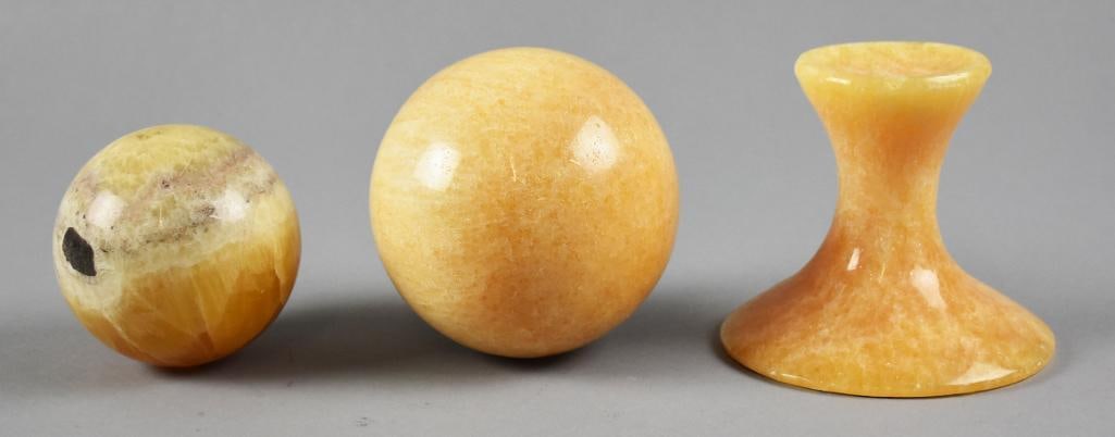 Orange Calcite & Orange Banded Calcite Spheres w/ Stand (1 of 9)