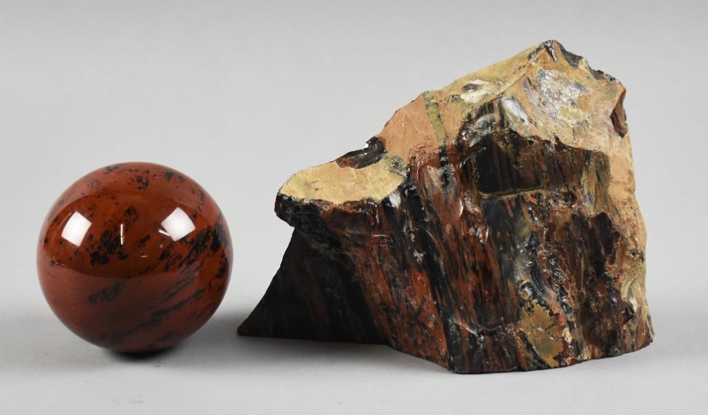 Banded Red Obsidian Sphere and Slab (1 of 8)