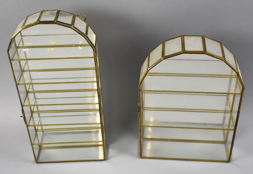 Vintage Glass & Brass Wall Displays, Made in Mexico (1 of 6)