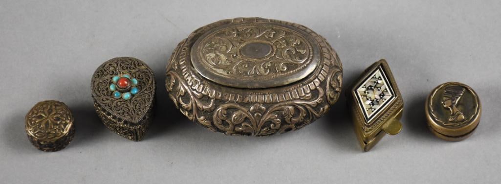 Vintage & Antique Sterling Trinket and Pill Boxes (1 of 5)